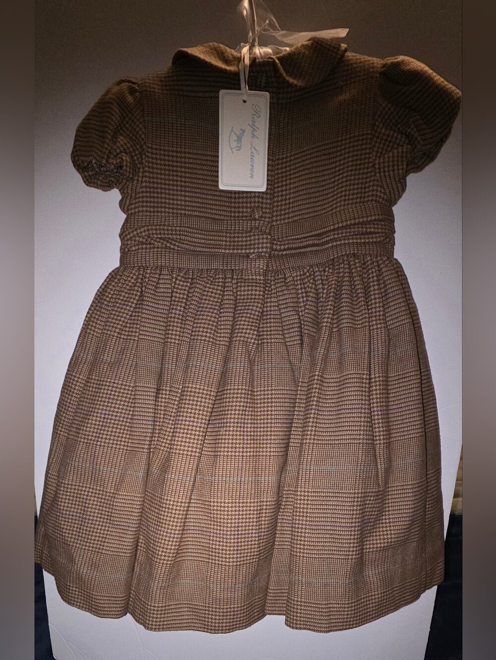 Ralph Lauren Classic Brown Plaid Smocked Front Girls Dress Size 18 Months - Picture 7 of 8
